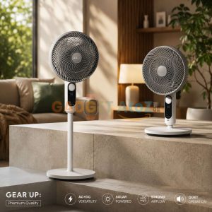 GearUP Premium Series Rechargeable BLDC Solar Stand Fan (AC+DC) - 25W Solar Panel Included